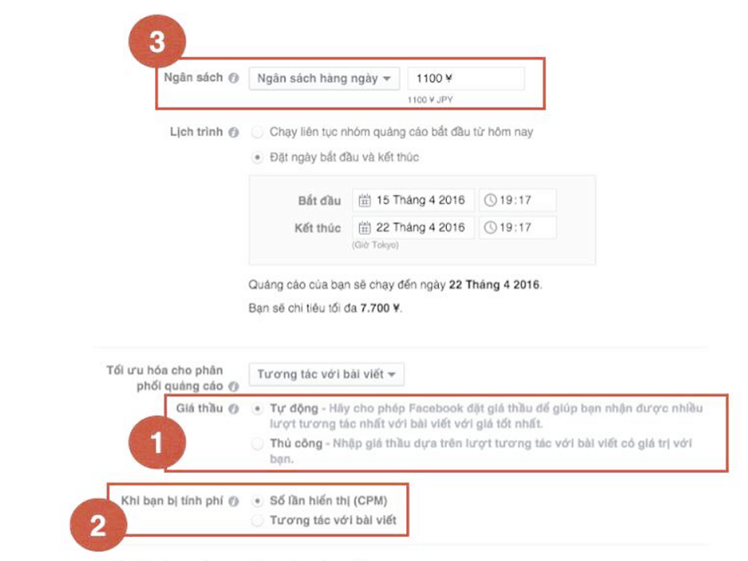cách tính tiền quảng cáo trên facebook